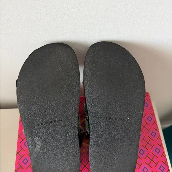 Tory Burch Tweed Platform Sandals in Mint Multi and Black - Picture 7 of 7